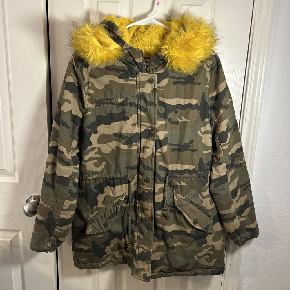 Ci Sono Camouflage Military Style utility Jacket Fleece Lining Medium